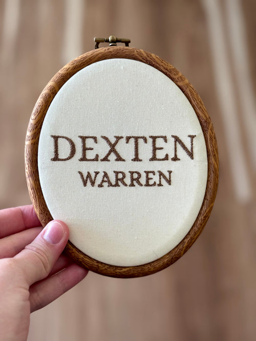 Custom Embroidered Name Hoop – Personalized Baby Name Wall Art – Neutral Nursery Decor – Handmade Embroidery Keepsake